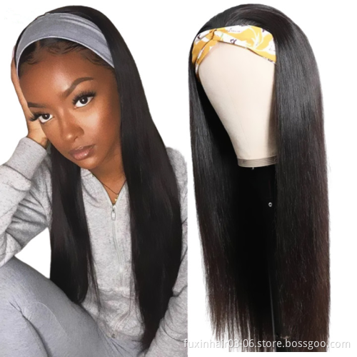 100 Non Lace Glueless Custom Curly Bundles with Headband Half Wig Peruvian Wigs With Headband Friendly Hair Wigs